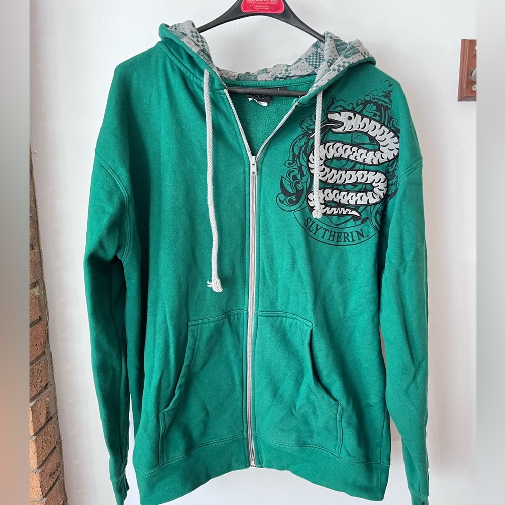 Green Zip-Up Men's Sweater with Crest